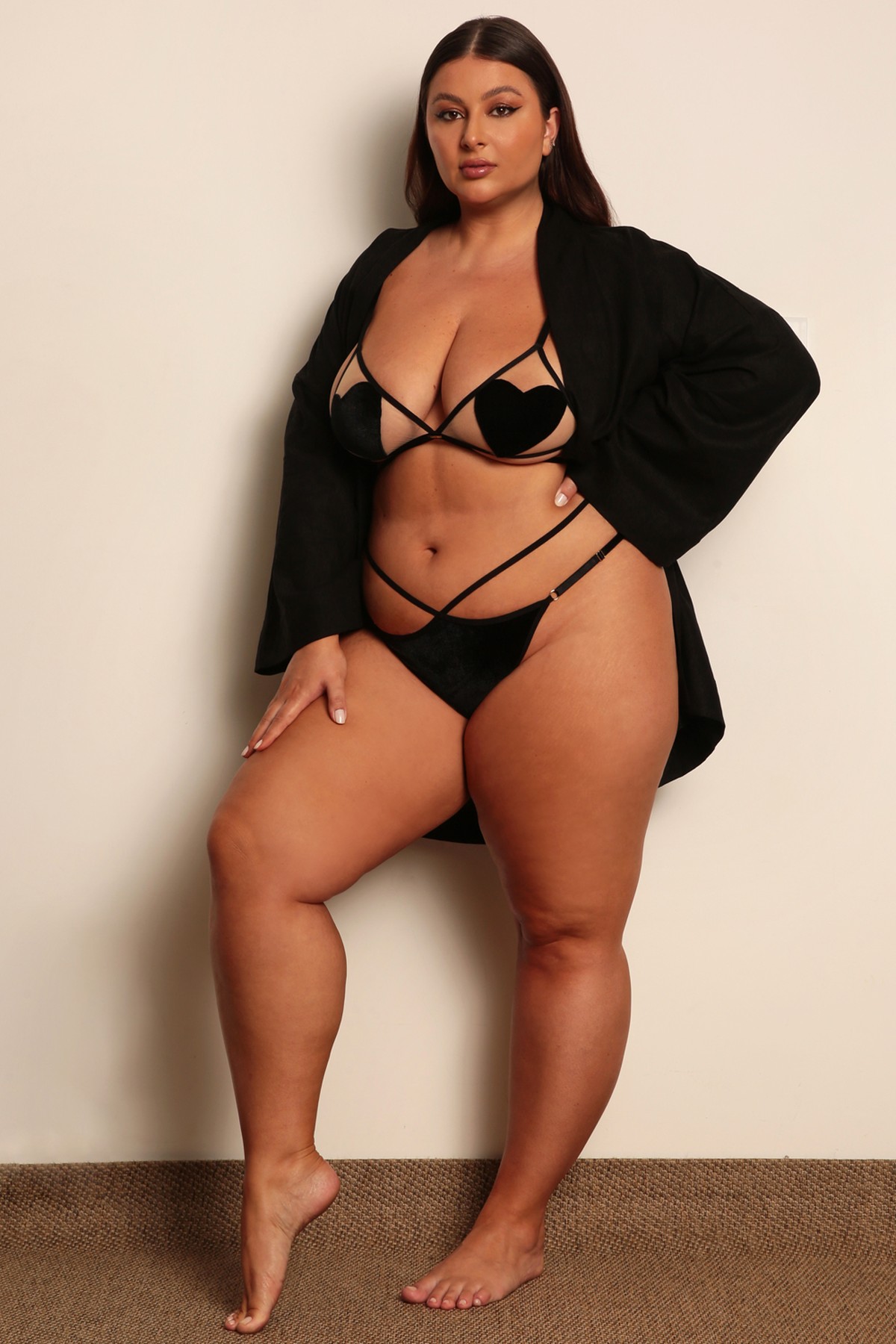 BIKINI DE CORAÇÃO PRETA VELUDO LOVERS - TESTE KIT