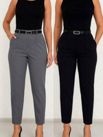Kit 2 Calças Alfaiataria Social Plus Size Feminina com Cinto Elegante 2026