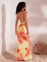 Vestido Feminino Estilo Minimalista Casual com Estampa de Leopardo e Penas, Adequado para Férias