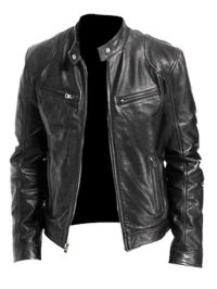 Foto do produto Jaqueta Masculina de Couro Slim – Casaco Forrado Leve Confortável Casual Inverno Estiloso