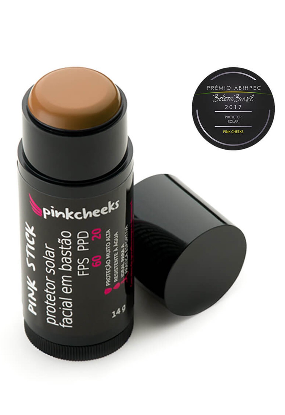 Pink Stick 42Km Rio - Filtro solar Facial de altíssima proteção com cor - FPS 90 PPD 70 - 14g - Pink Cheeks