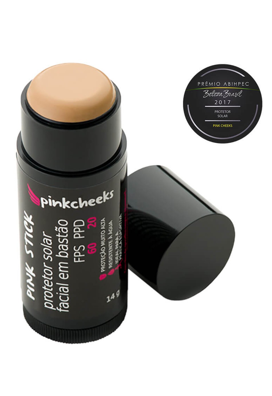 Pink Stick 21Km - Filtro solar Facial de altíssima proteção com cor - FPS 90 PPD 70 - 14g - Pink Cheeks